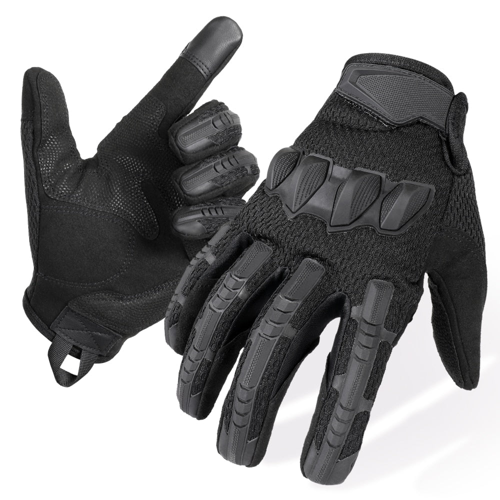 Tactical Gloves Military Black Army Adjustable leather Gloves Carbon F –  Tryway Store